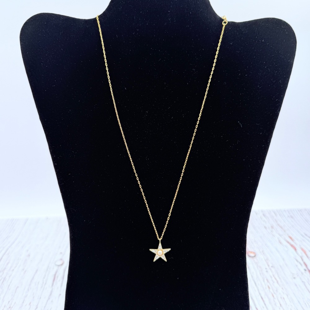Kate Spade Seeing Stars Gold Star Pendant Necklace Pearl Crystal OORU2609 NEW